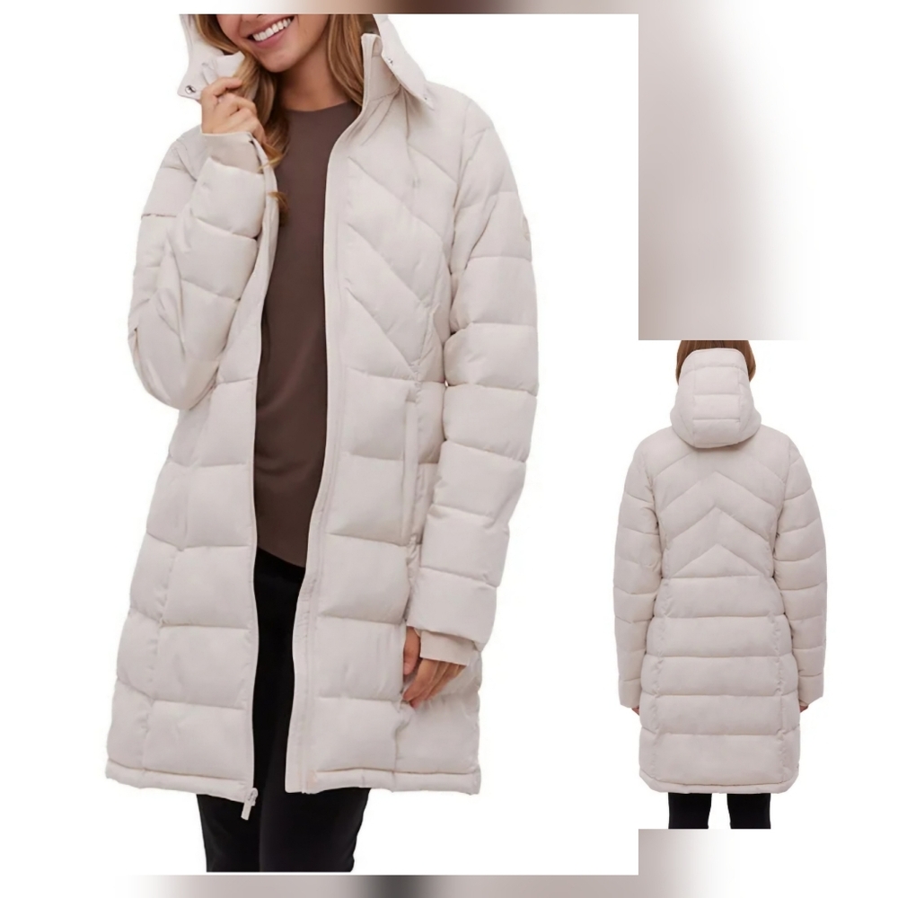 NEW! Bench Women's Cream Long Puffer Jacket Size XL